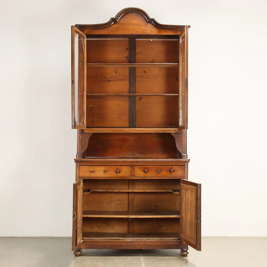 Antique Double Top Showcase with Drawers Walnut Italy XX Century - Piedmont, Late XIX Century | Antiques | Bookcases & Showcases