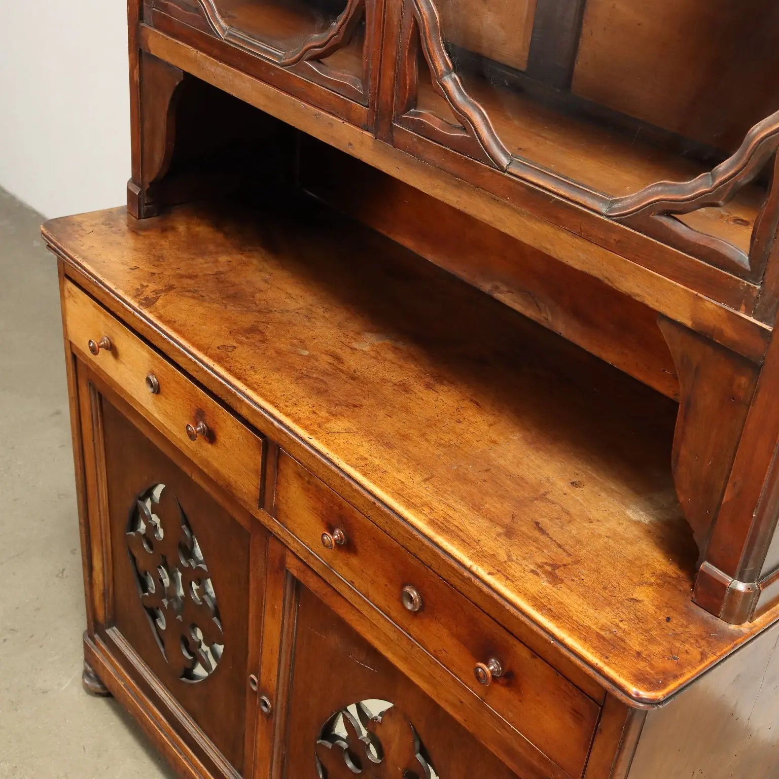 Antique Double Top Showcase with Drawers Walnut Italy XX Century - Piedmont, Late XIX Century | Antiques | Bookcases & Showcases