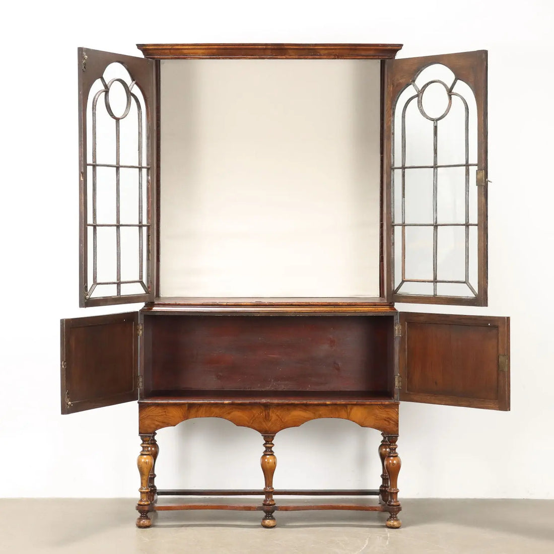 Chippendale Walnut Display Cabinet - Mid 20th Century