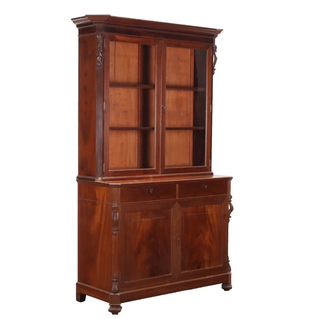 Antique Cupboard Louis Philippe Mahogany Drawers Italy XIX Century - Italy, Mid XIX Century | Antiques | Bookcases & Showcases
