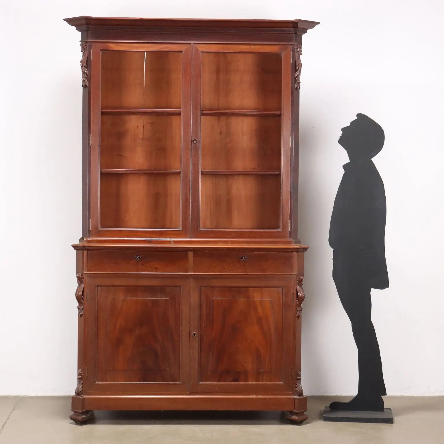 Antique Cupboard Louis Philippe Mahogany Drawers Italy XIX Century - Italy, Mid XIX Century | Antiques | Bookcases & Showcases