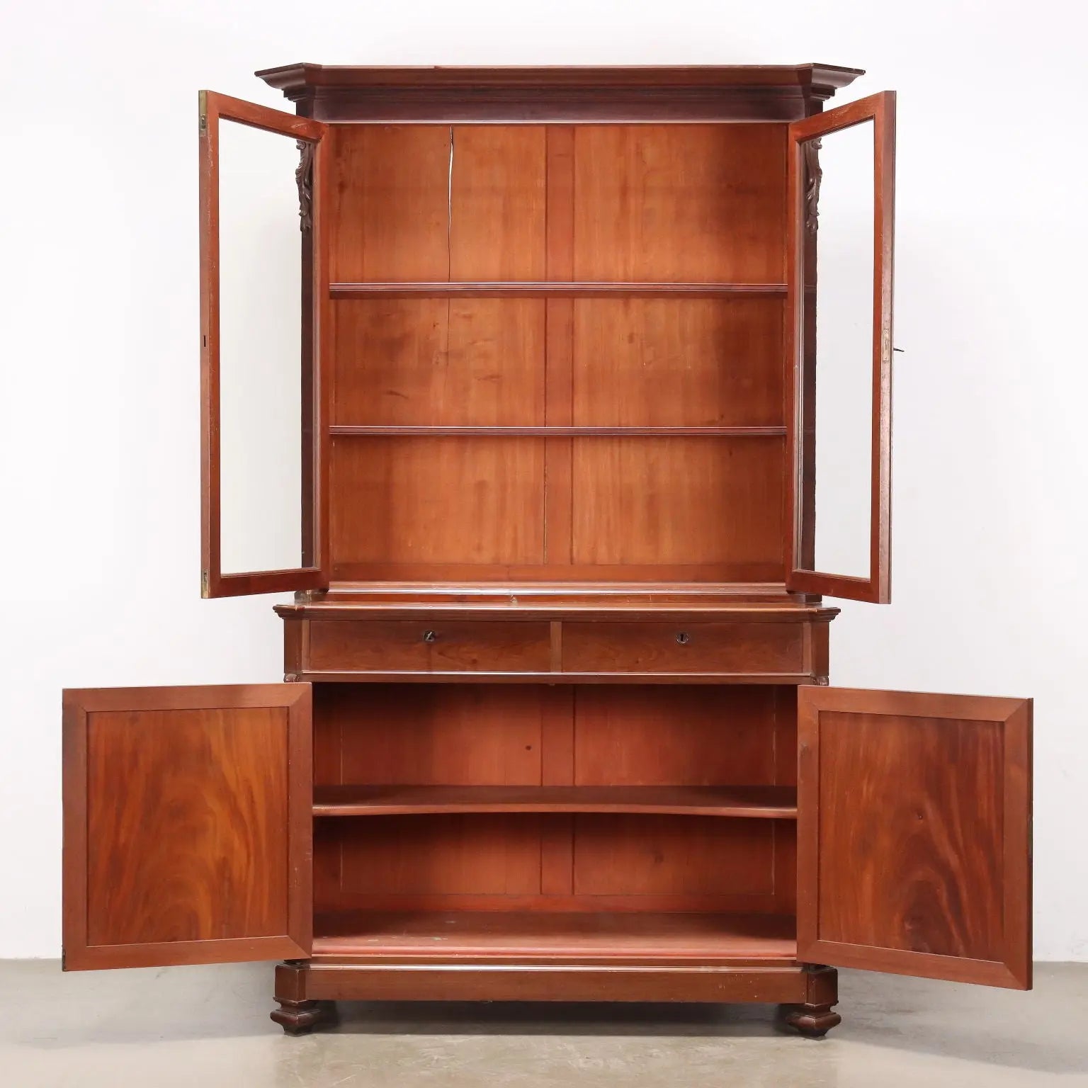 Antique Cupboard Louis Philippe Mahogany Drawers Italy XIX Century - Italy, Mid XIX Century | Antiques | Bookcases & Showcases