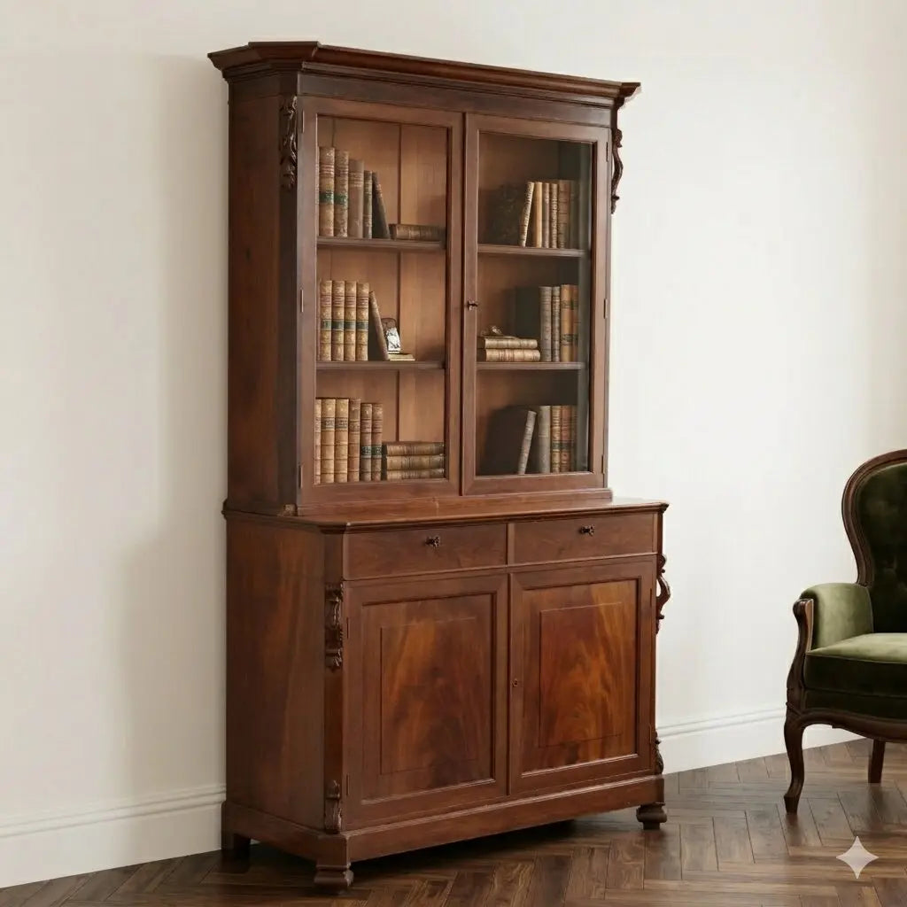 Antique Cupboard Louis Philippe Mahogany Drawers Italy XIX Century - Italy, Mid XIX Century | Antiques | Bookcases & Showcases