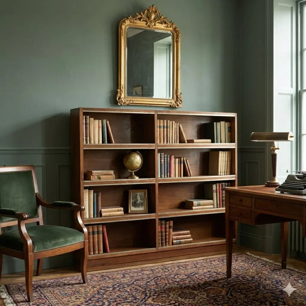 Antique Bookcase Walnut Metal Profiles Italy XX Century - Italy, XX Century | Antiques | Bookcases & Showcases