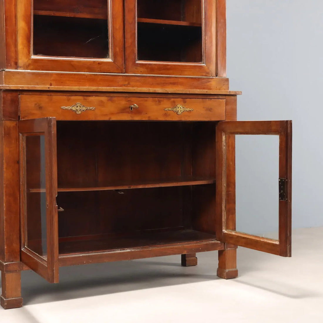 Antique Empire Display Cabinet Walnut Bronze Italy XIX Century - Italy, Early XIX Century | Antiques | Bookcases & Showcases