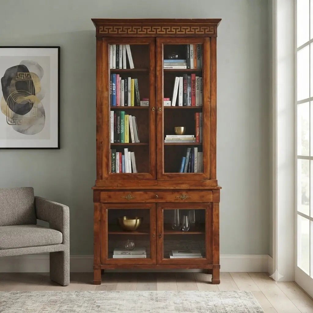 Empire Walnut Display Cabinet - Italy Early 19th Century