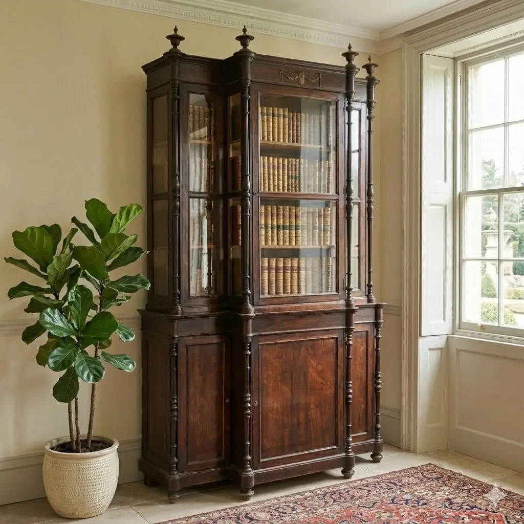 Rosewood and Bois de Rose Bookcase - 19th Century