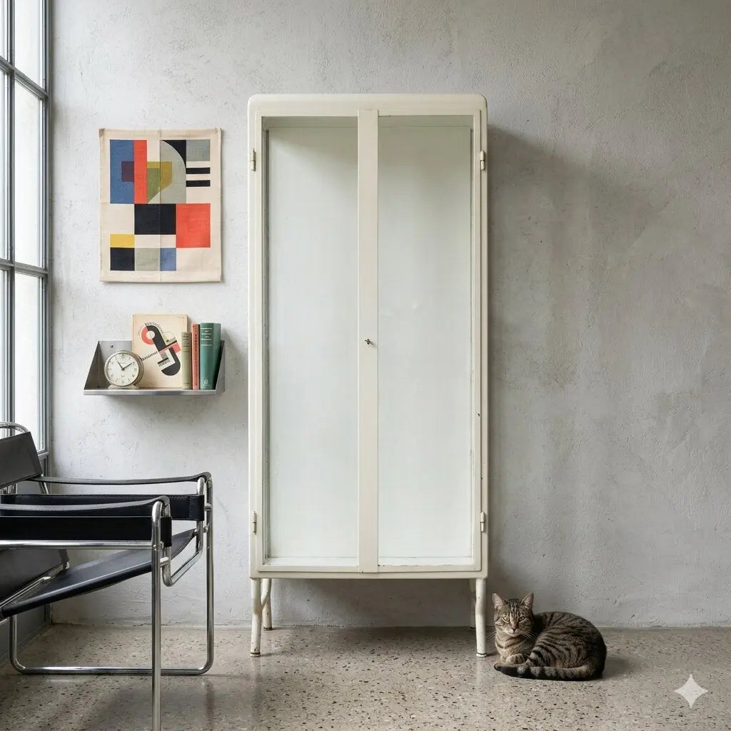 Antique Showcase Enamelled Iron Glass Italy XX Century - Italy, Early XX Century | Antiques | Bookcases & Showcases