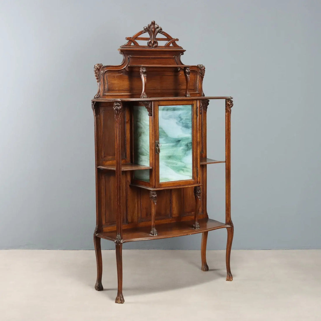 Antique Etagere Walnut Glass Italy XIX Century
