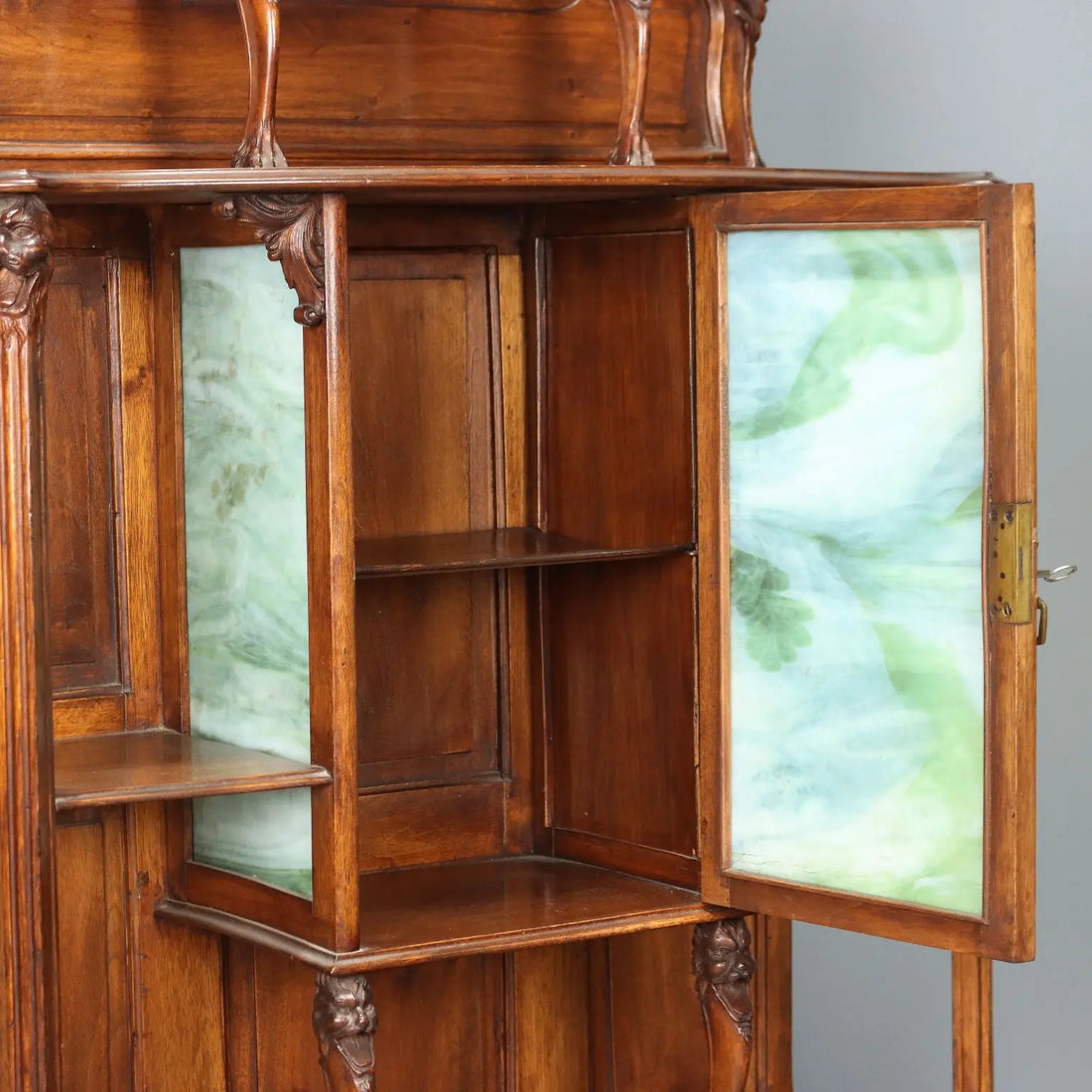 Antique Etagere Walnut Glass Italy XIX Century