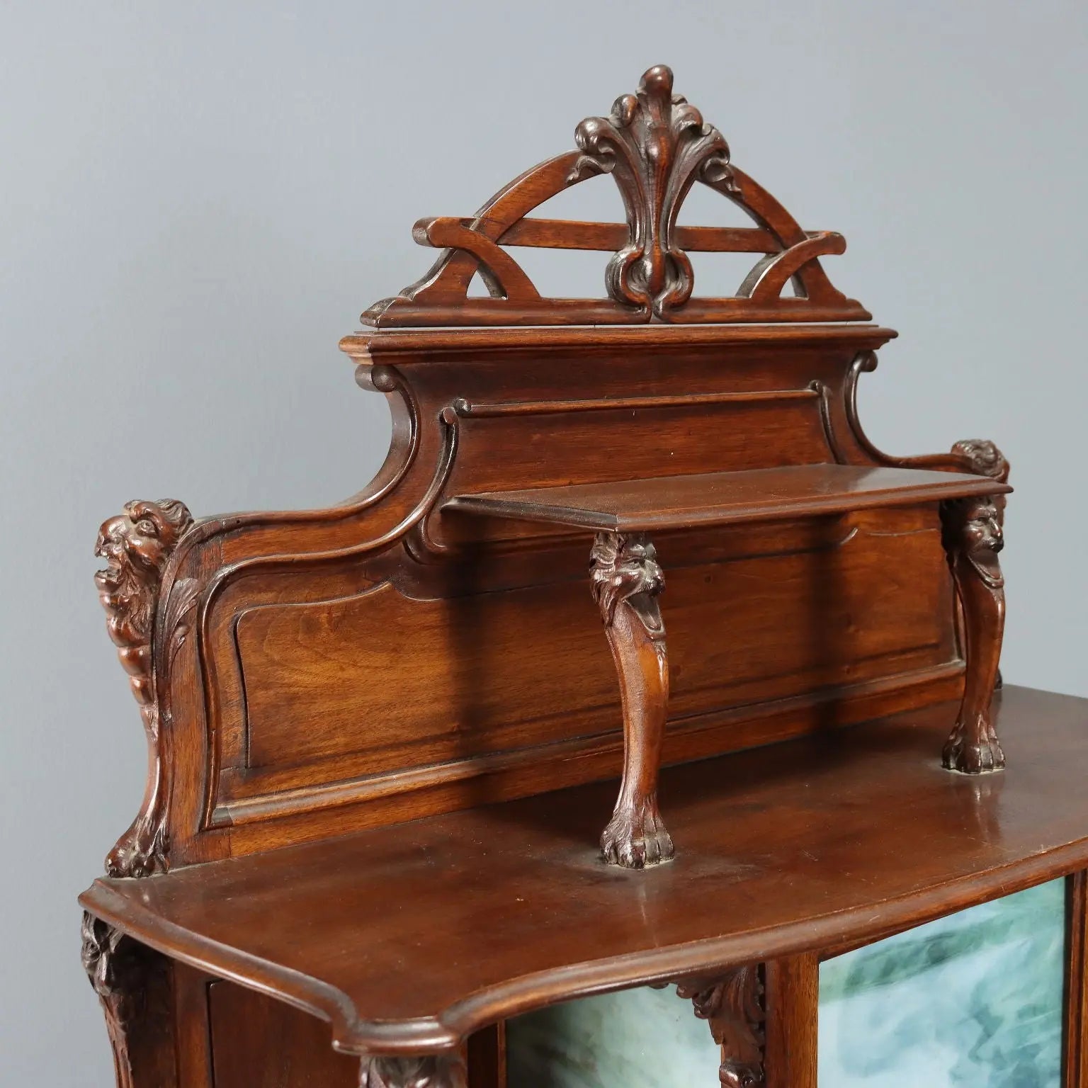 Antique Etagere Walnut Glass Italy XIX Century