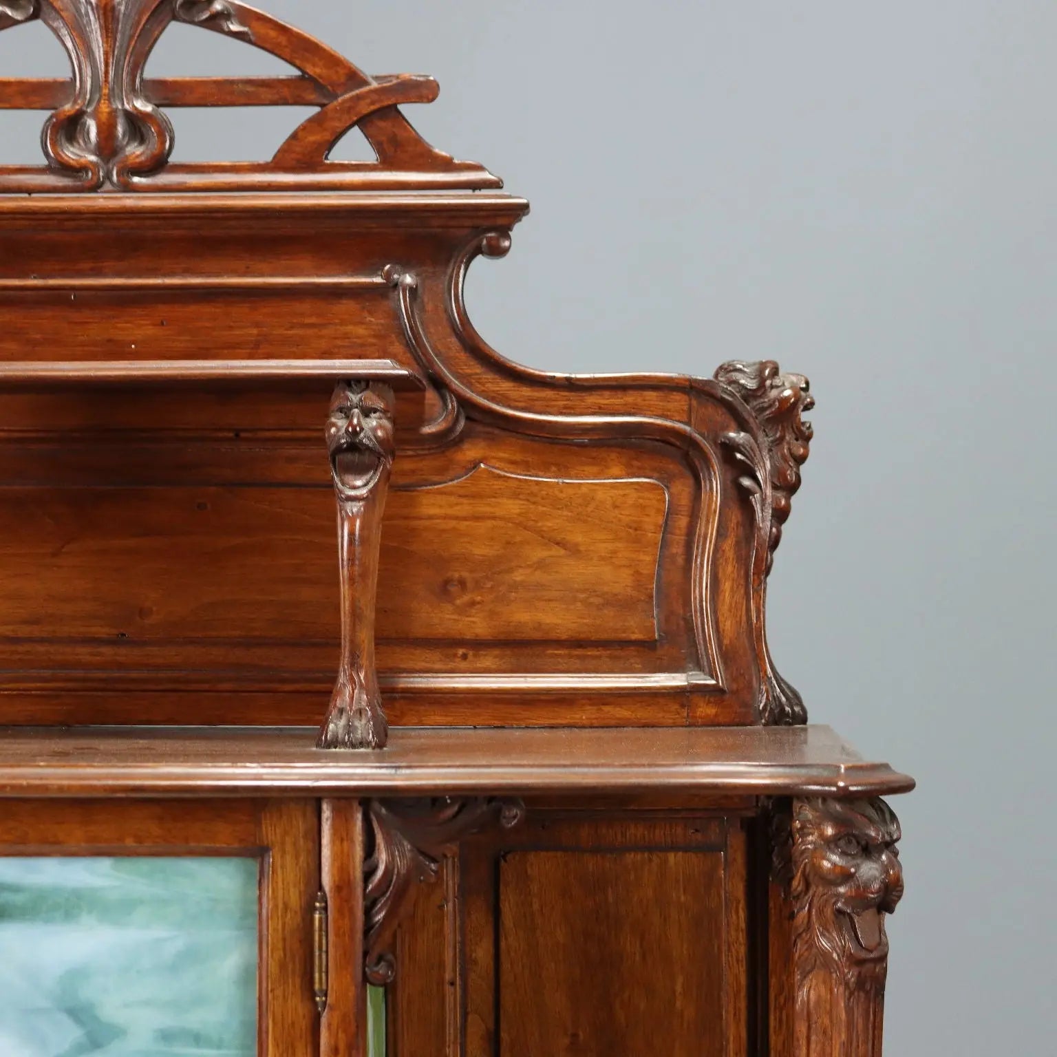 Antique Etagere Walnut Glass Italy XIX Century
