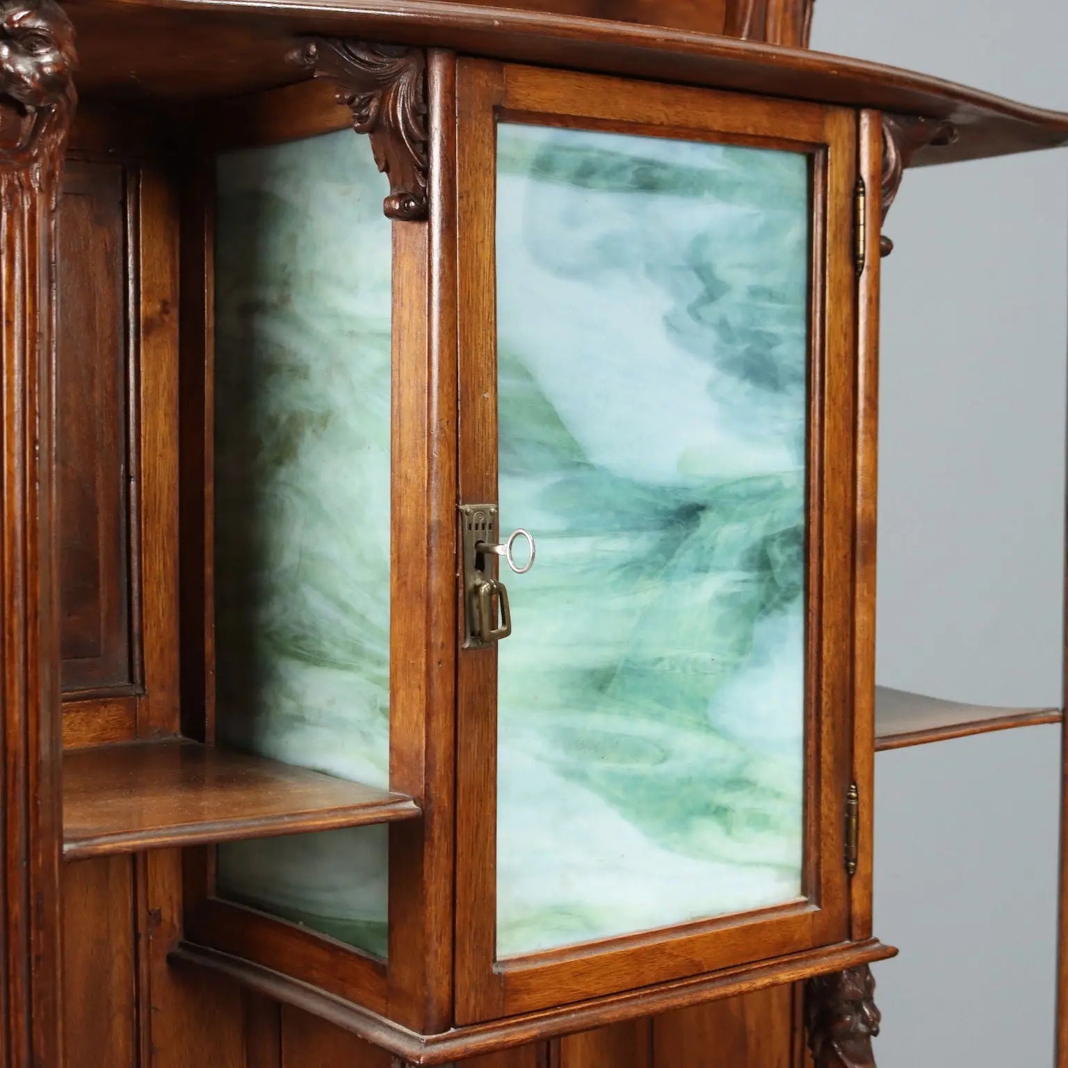 Antique Etagere Walnut Glass Italy XIX Century