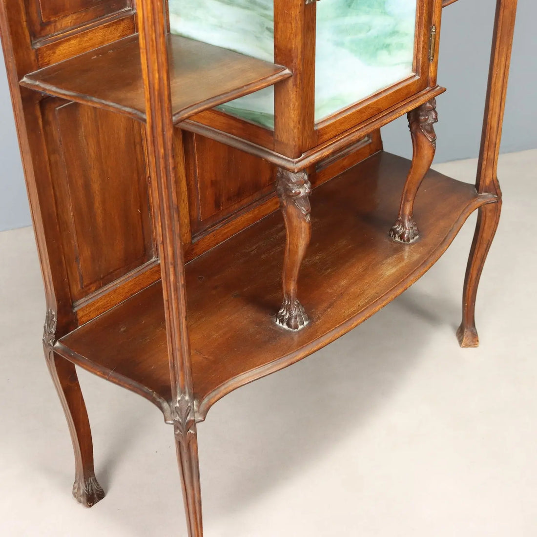 Antique Etagere Walnut Glass Italy XIX Century
