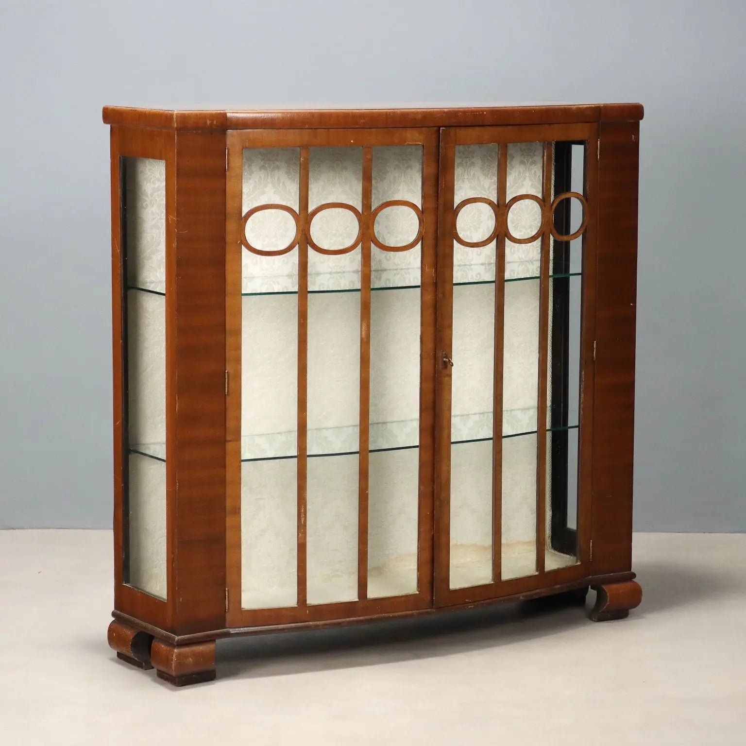 Antique Showcase Art Déco Mahogany Veneer Italy XX Century