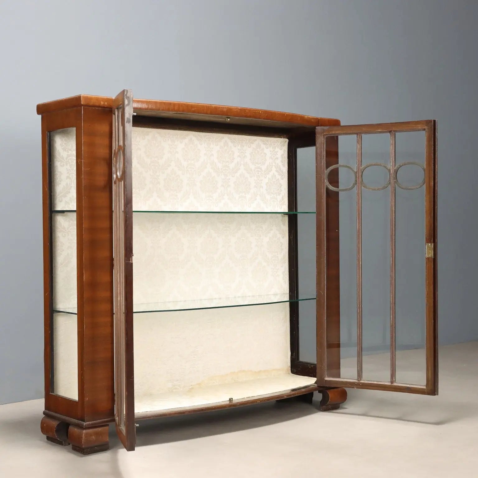 Antique Showcase Art Déco Mahogany Veneer Italy XX Century
