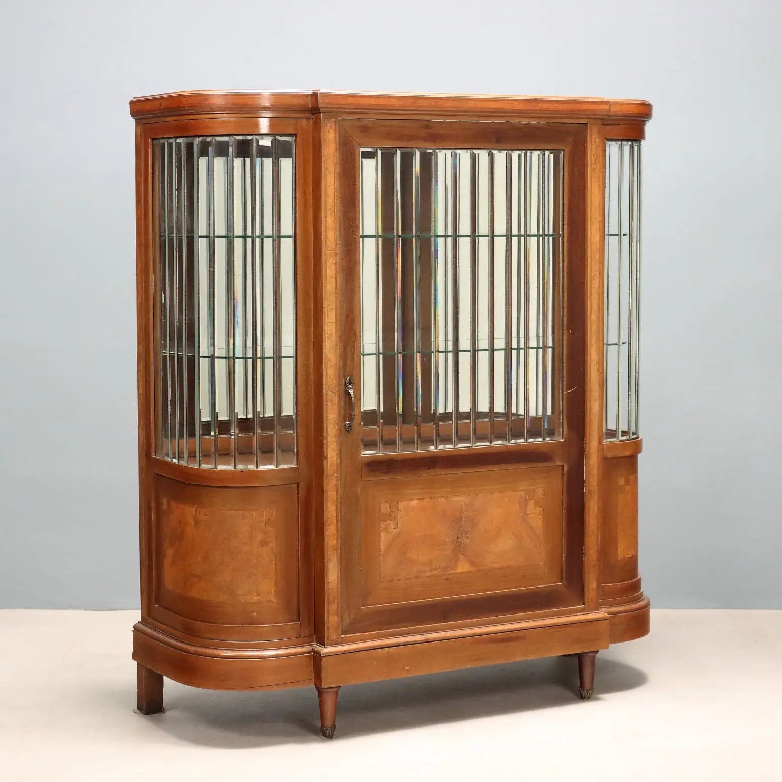 Antique Display Cabinet Mahogany Veneer Italy XX Century