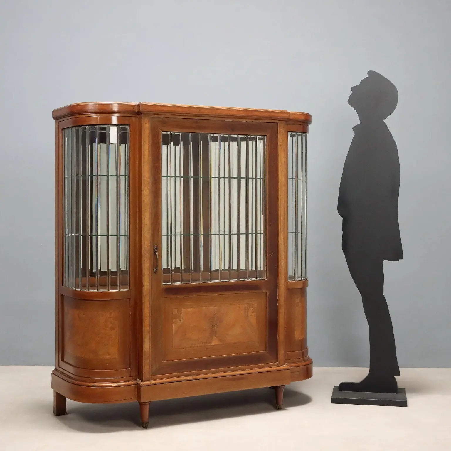 Antique Display Cabinet Mahogany Veneer Italy XX Century