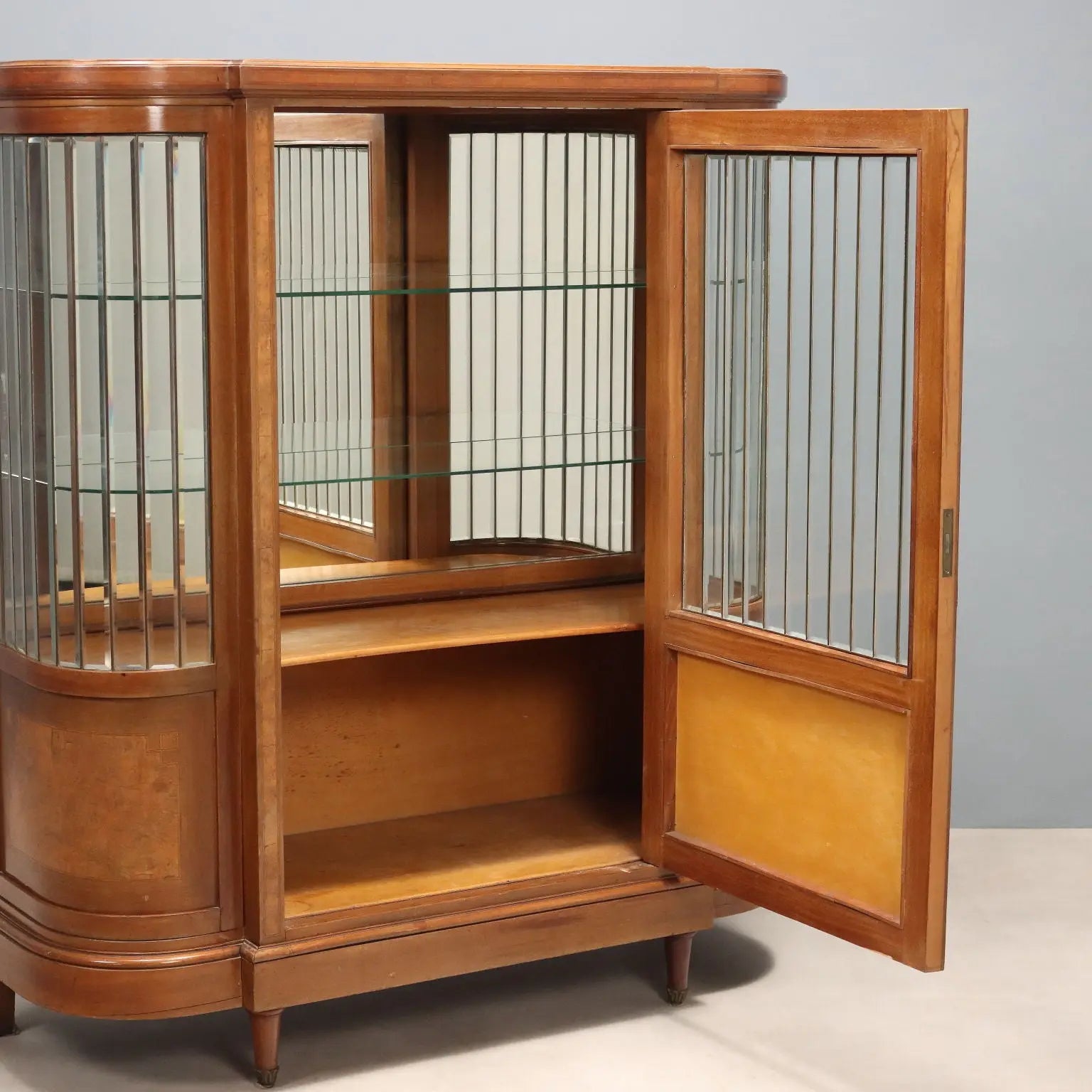 Antique Display Cabinet Mahogany Veneer Italy XX Century