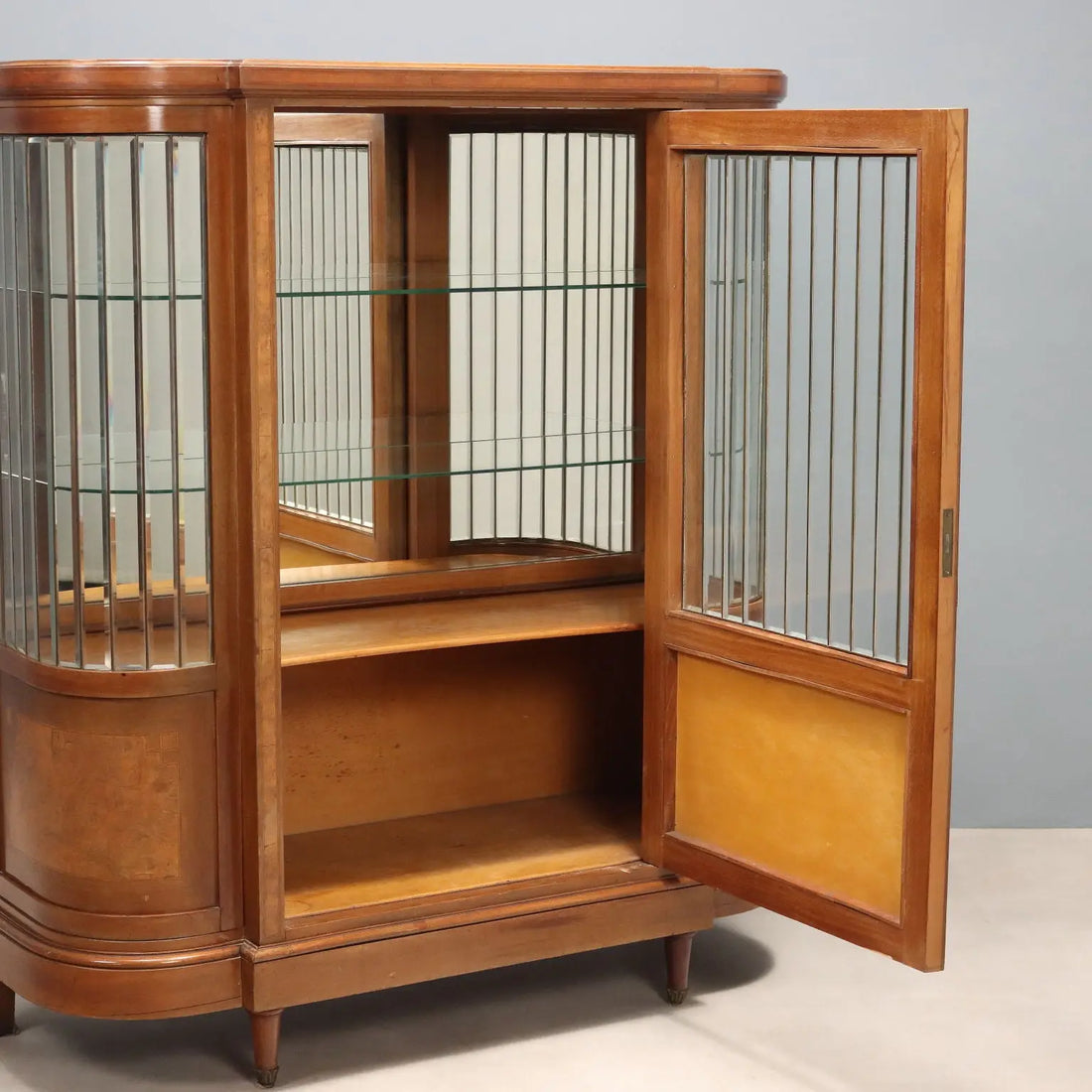 Antique Display Cabinet Mahogany Veneer Italy XX Century