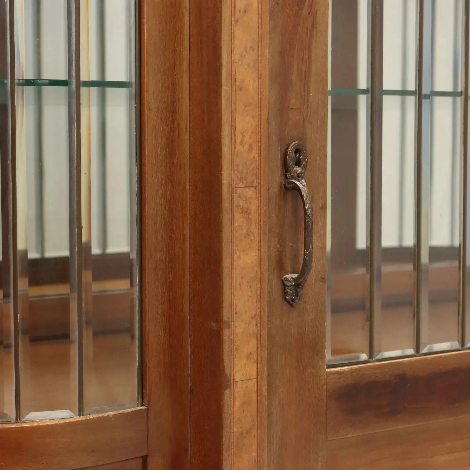 Antique Display Cabinet Mahogany Veneer Italy XX Century