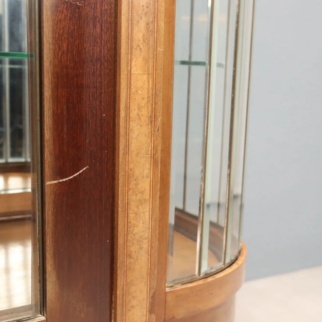 Antique Display Cabinet Mahogany Veneer Italy XX Century