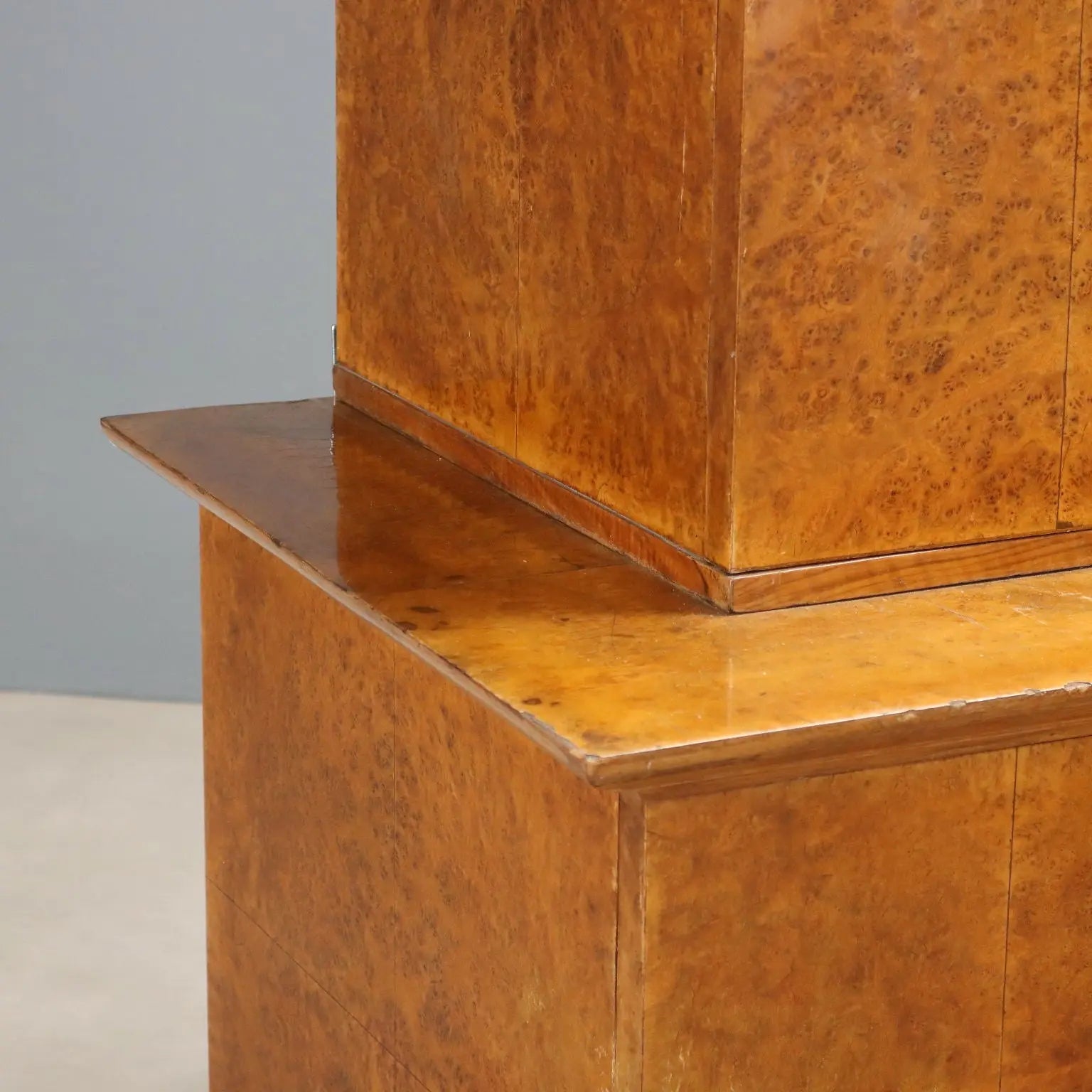 Antique Art Deco Cabinet Maple Burl Veneer XX Century
