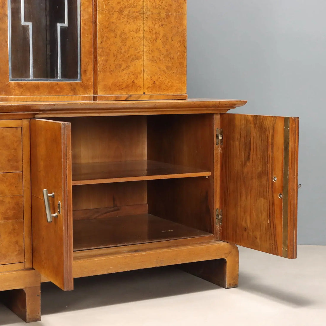 Antique Art Deco Cabinet Maple Burl Veneer XX Century