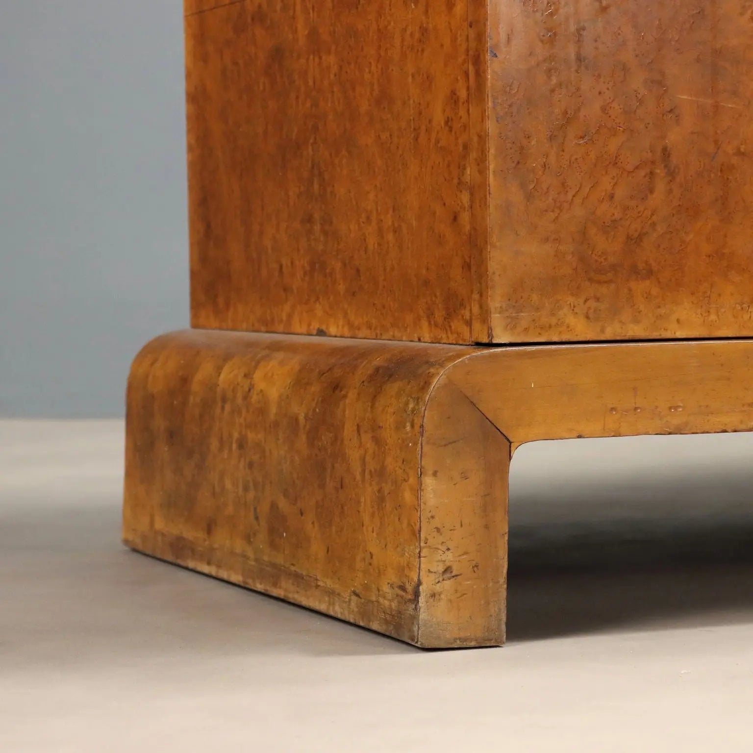 Antique Art Deco Cabinet Maple Burl Veneer XX Century