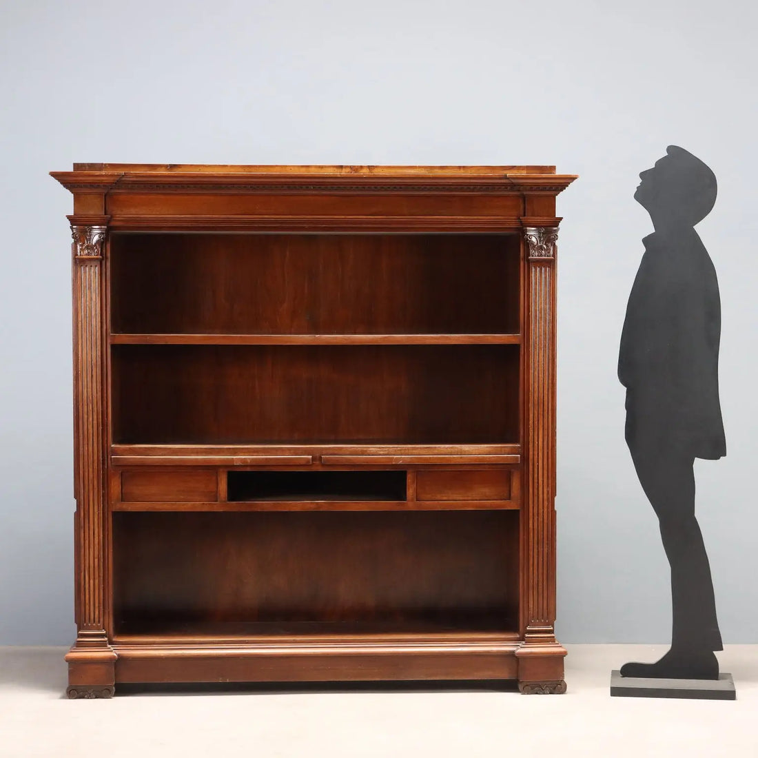Antique Bookcase Walnut Corinthian Decorations XX Century