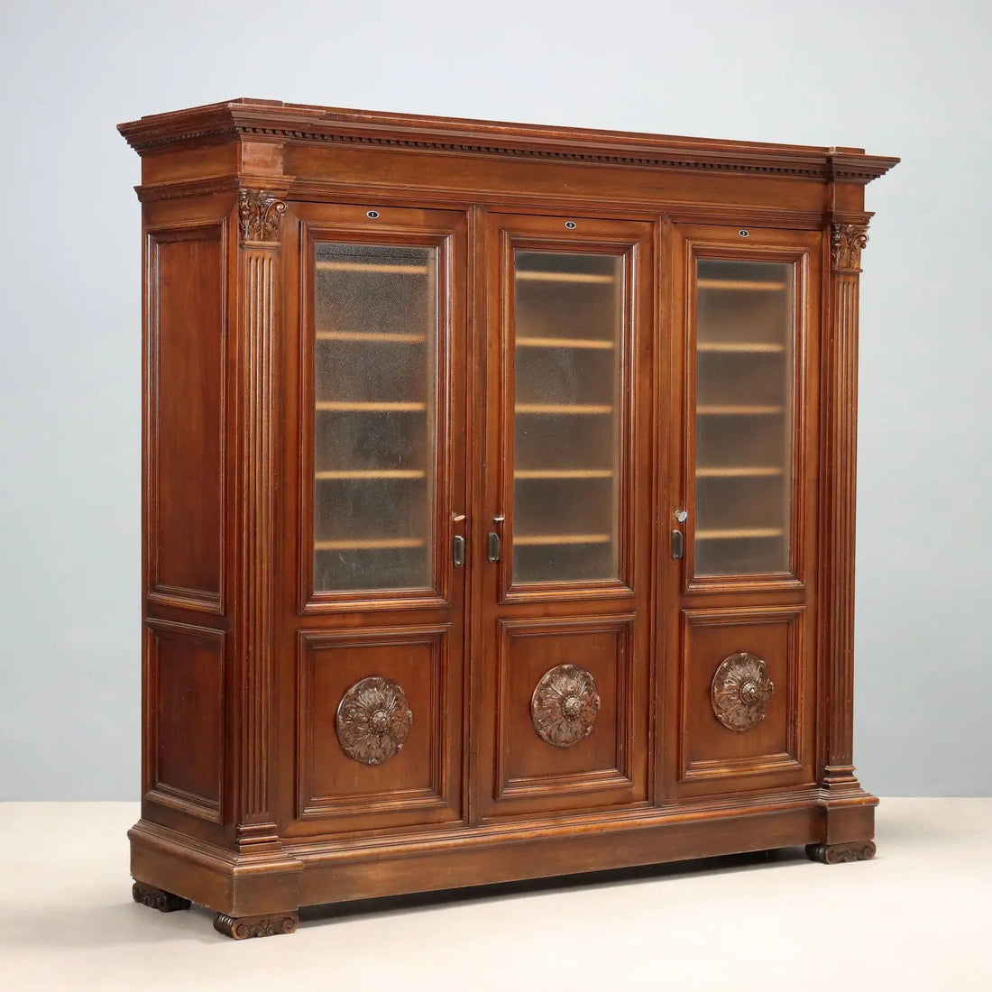 Antique Bookcase Neo-Renaissance Style Walnut Italy XX Century