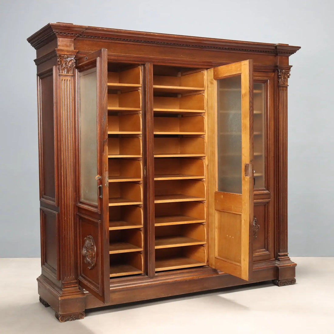 Antique Bookcase Neo-Renaissance Style Walnut Italy XX Century