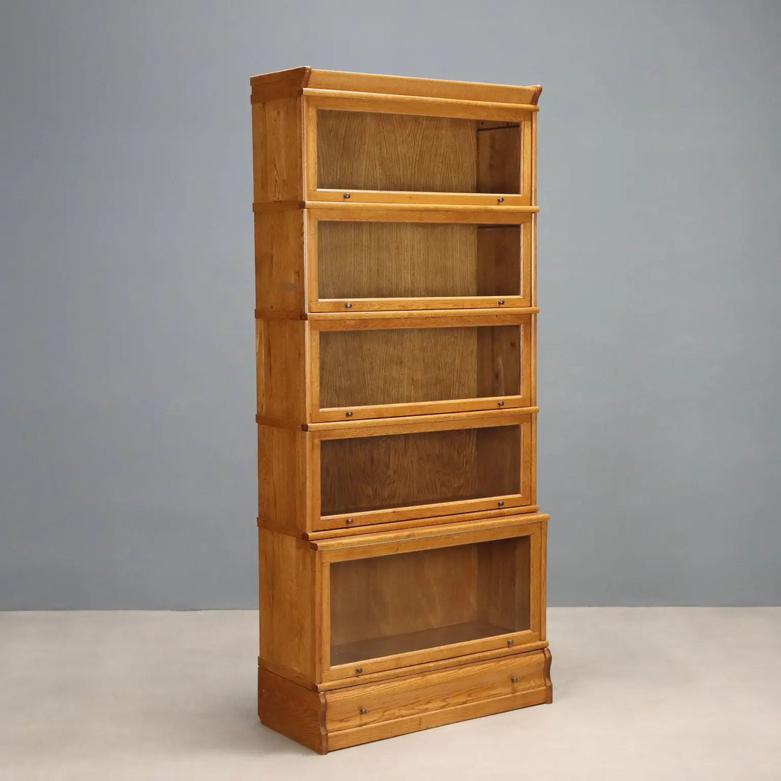Antique Barrister Bookcase Oak Metal United Kingdom XX Century