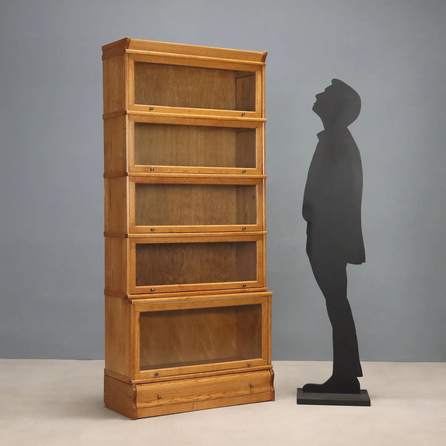 Antique Barrister Bookcase Oak Metal United Kingdom XX Century