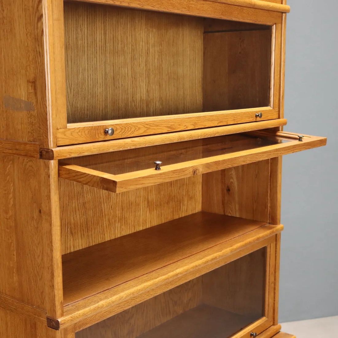 Antique Barrister Bookcase Oak Metal United Kingdom XX Century