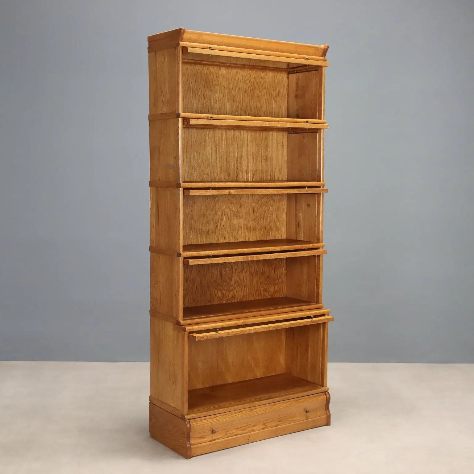 Antique Barrister Bookcase Oak Metal United Kingdom XX Century