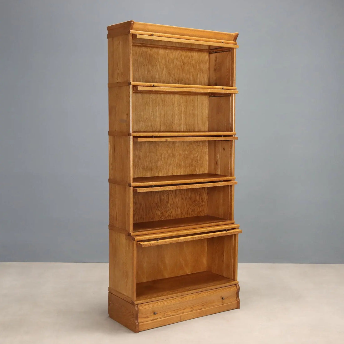 Antique Barrister Bookcase Oak Metal United Kingdom XX Century