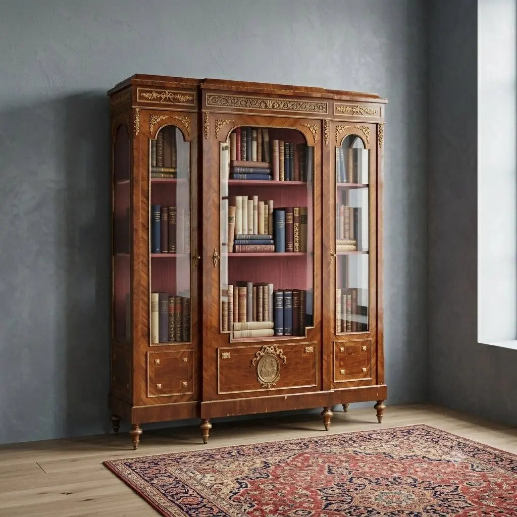 Antique Bookcase Bois de Violette Bronze XIX Century