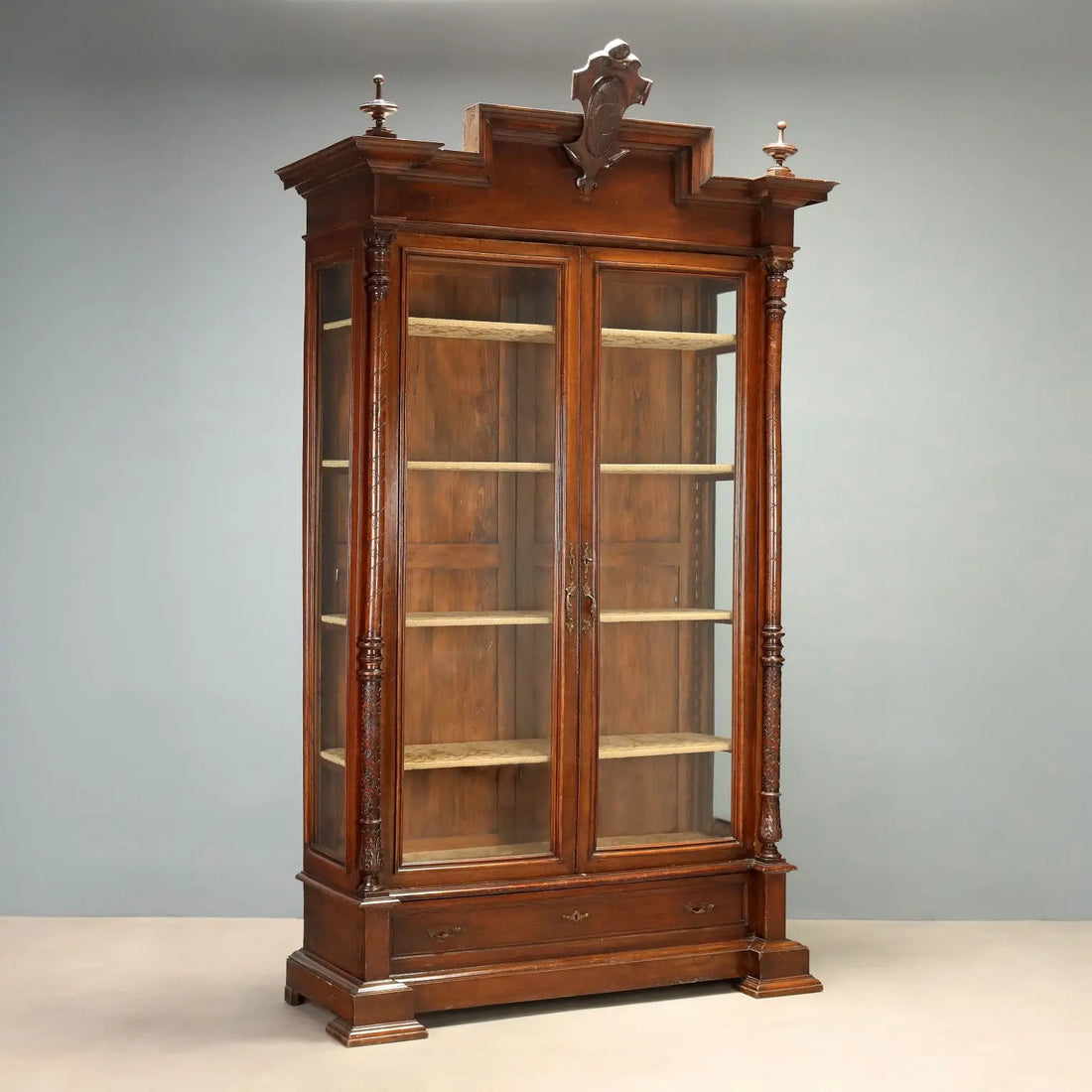 Italian Walnut Display Cabinet Late 19th Century