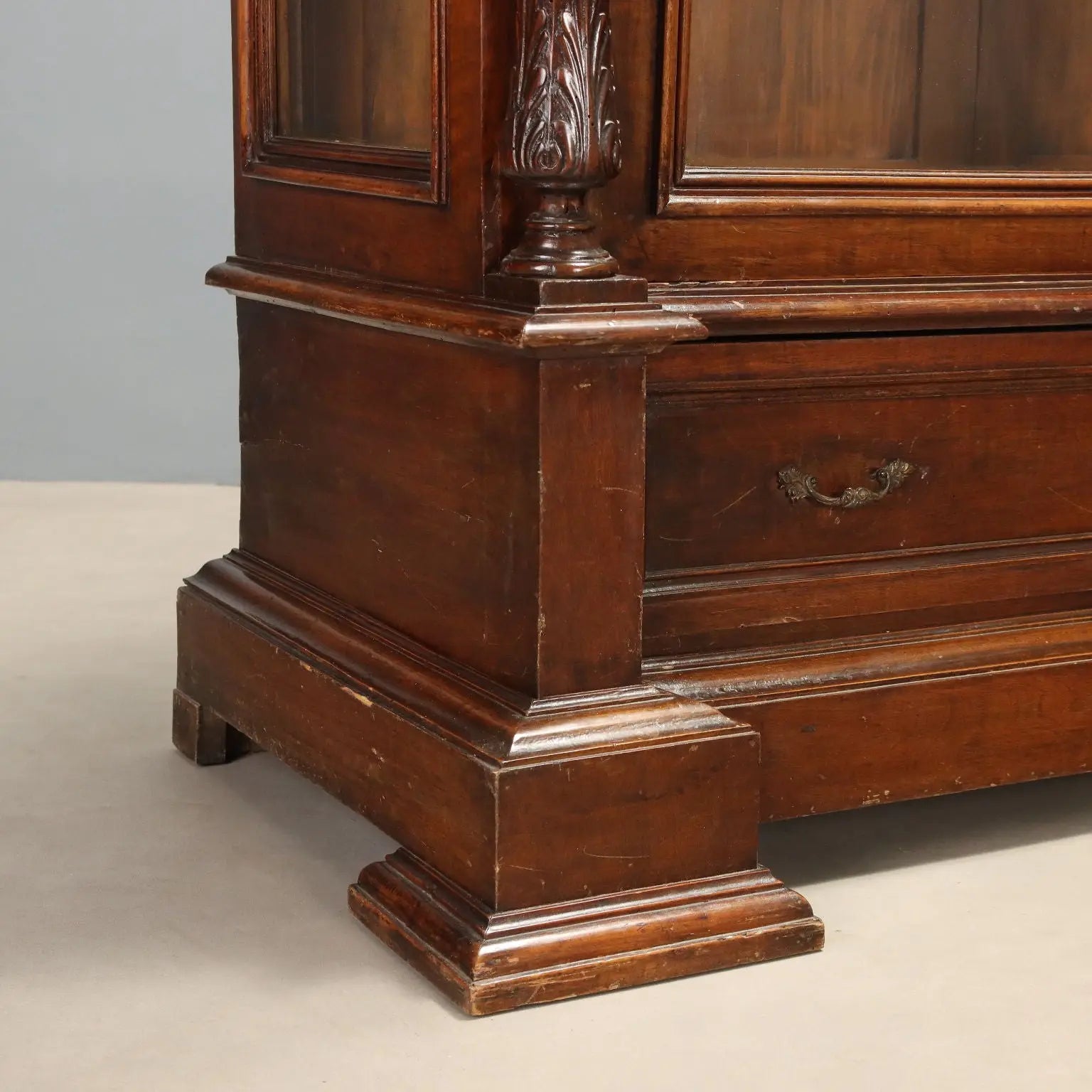 Italian Walnut Display Cabinet Late 19th Century
