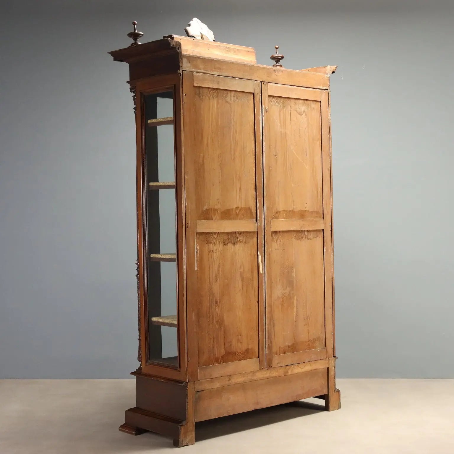 Italian Walnut Display Cabinet Late 19th Century