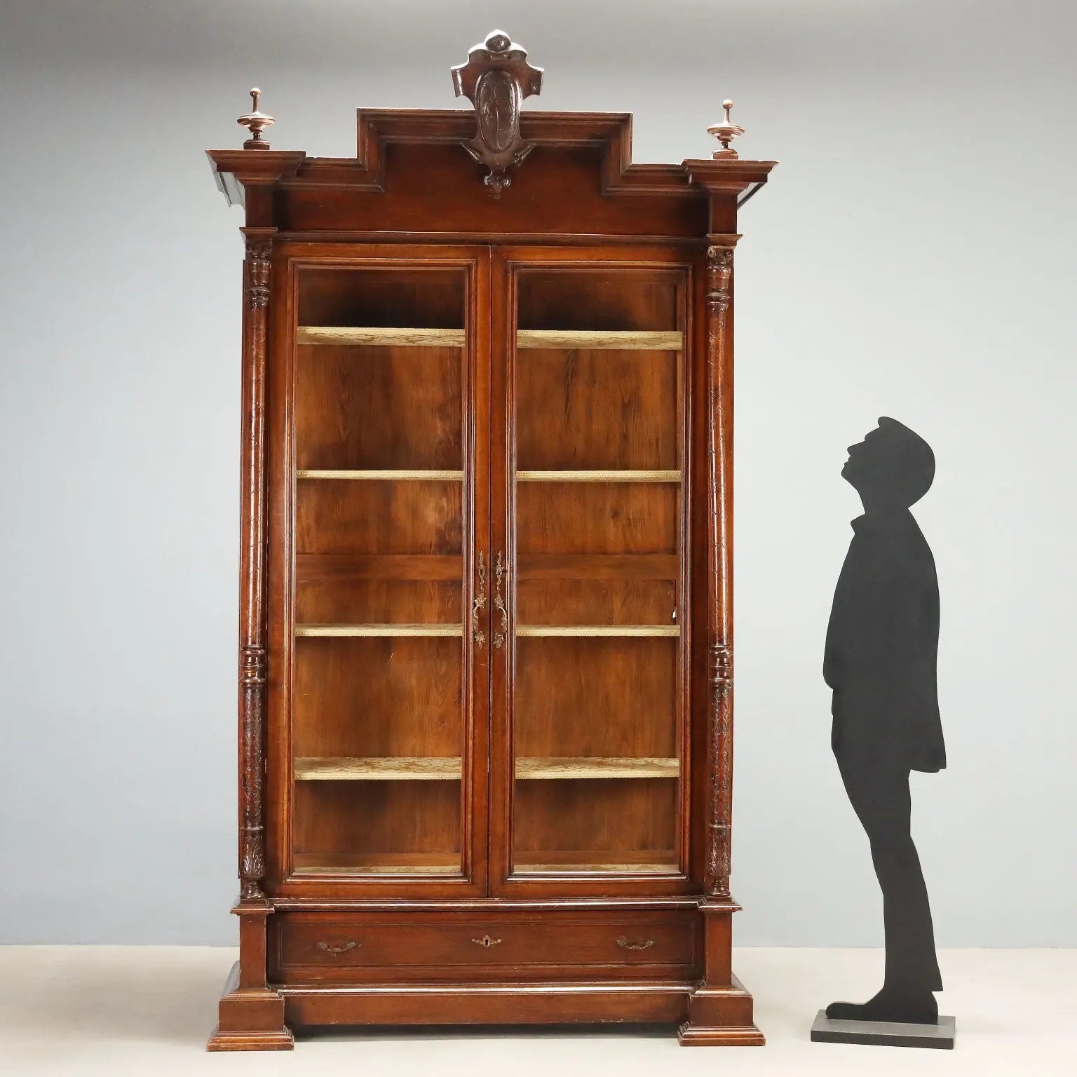 Italian Walnut Display Cabinet Late 19th Century