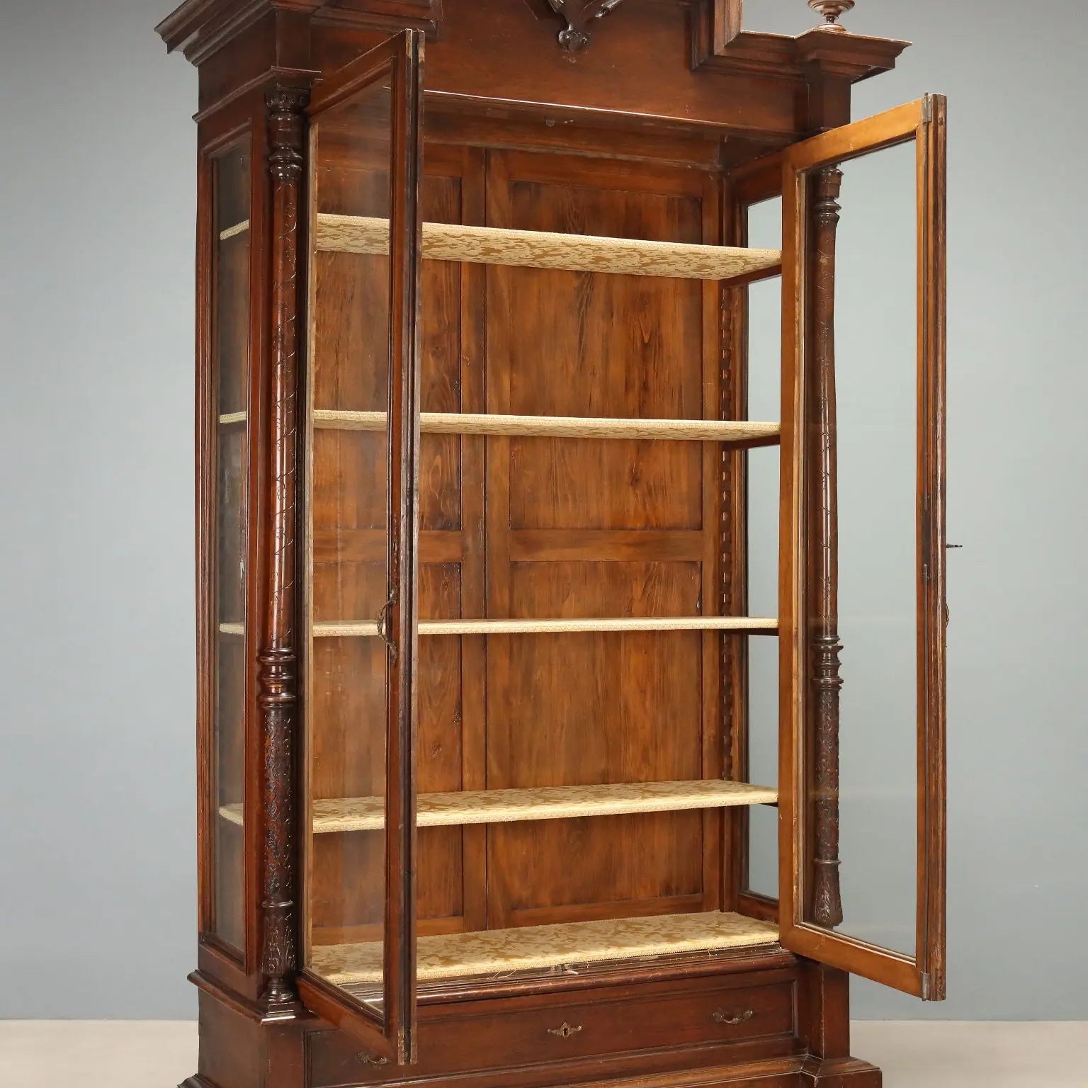 Italian Walnut Display Cabinet Late 19th Century