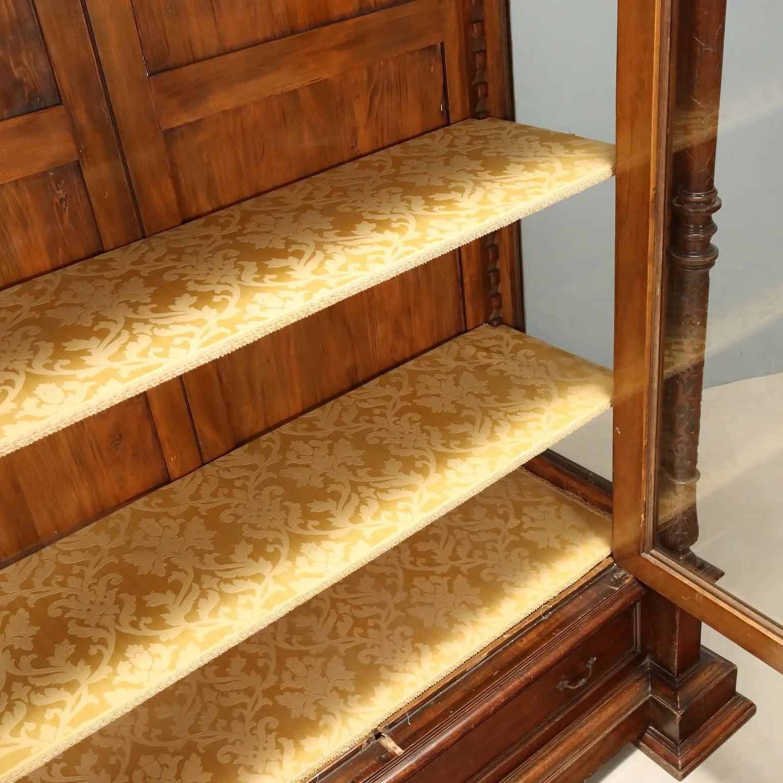 Italian Walnut Display Cabinet Late 19th Century