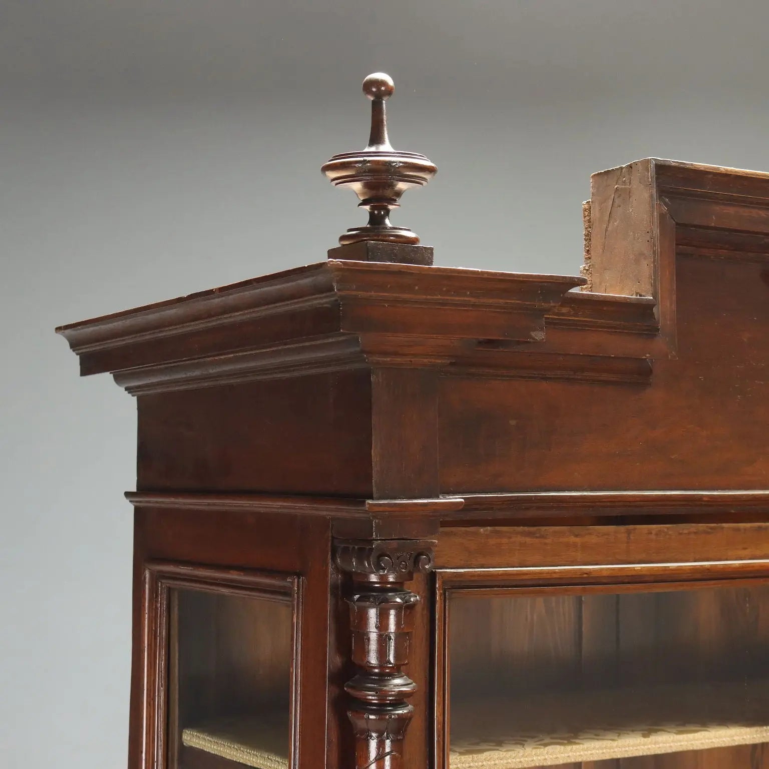 Italian Walnut Display Cabinet Late 19th Century