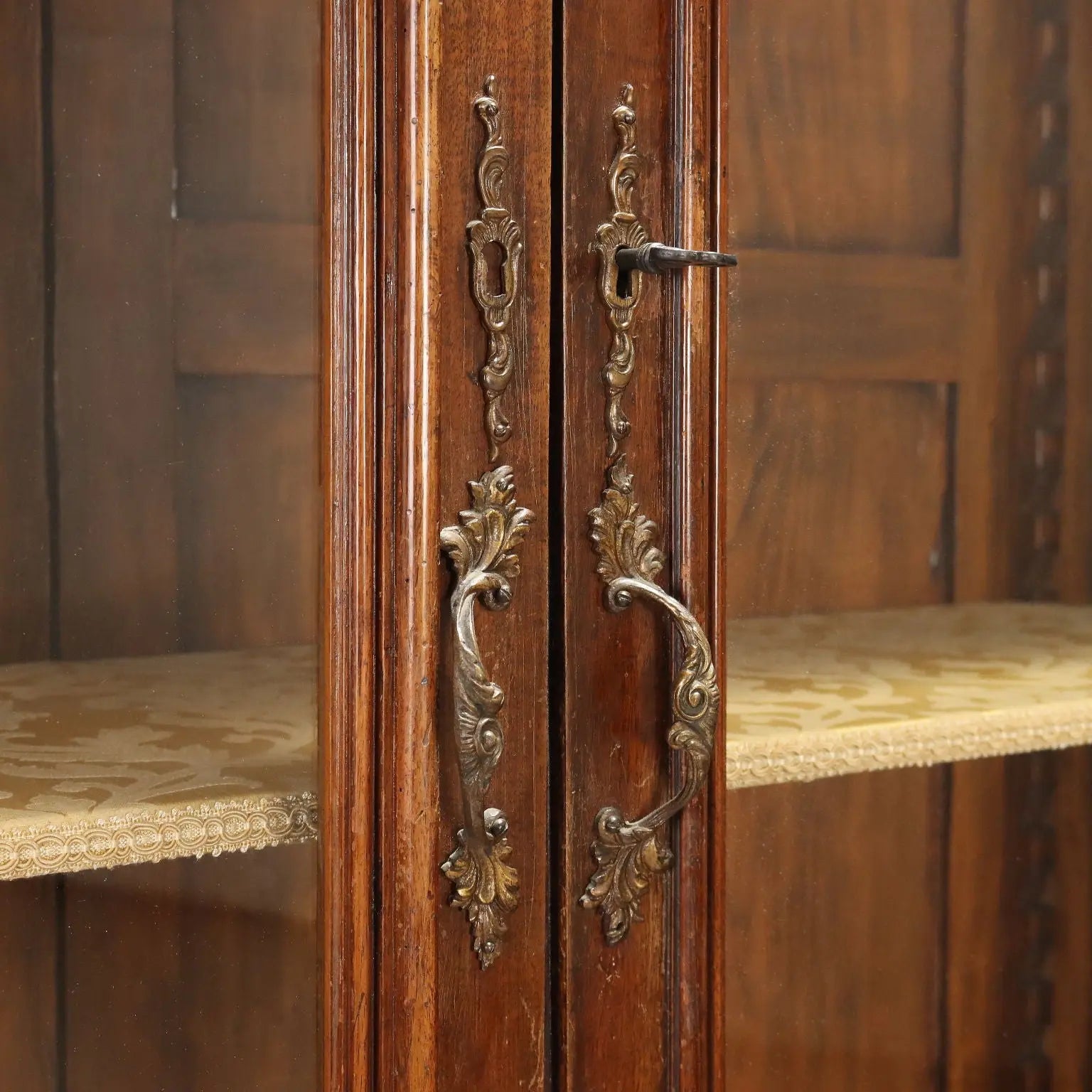 Italian Walnut Display Cabinet Late 19th Century