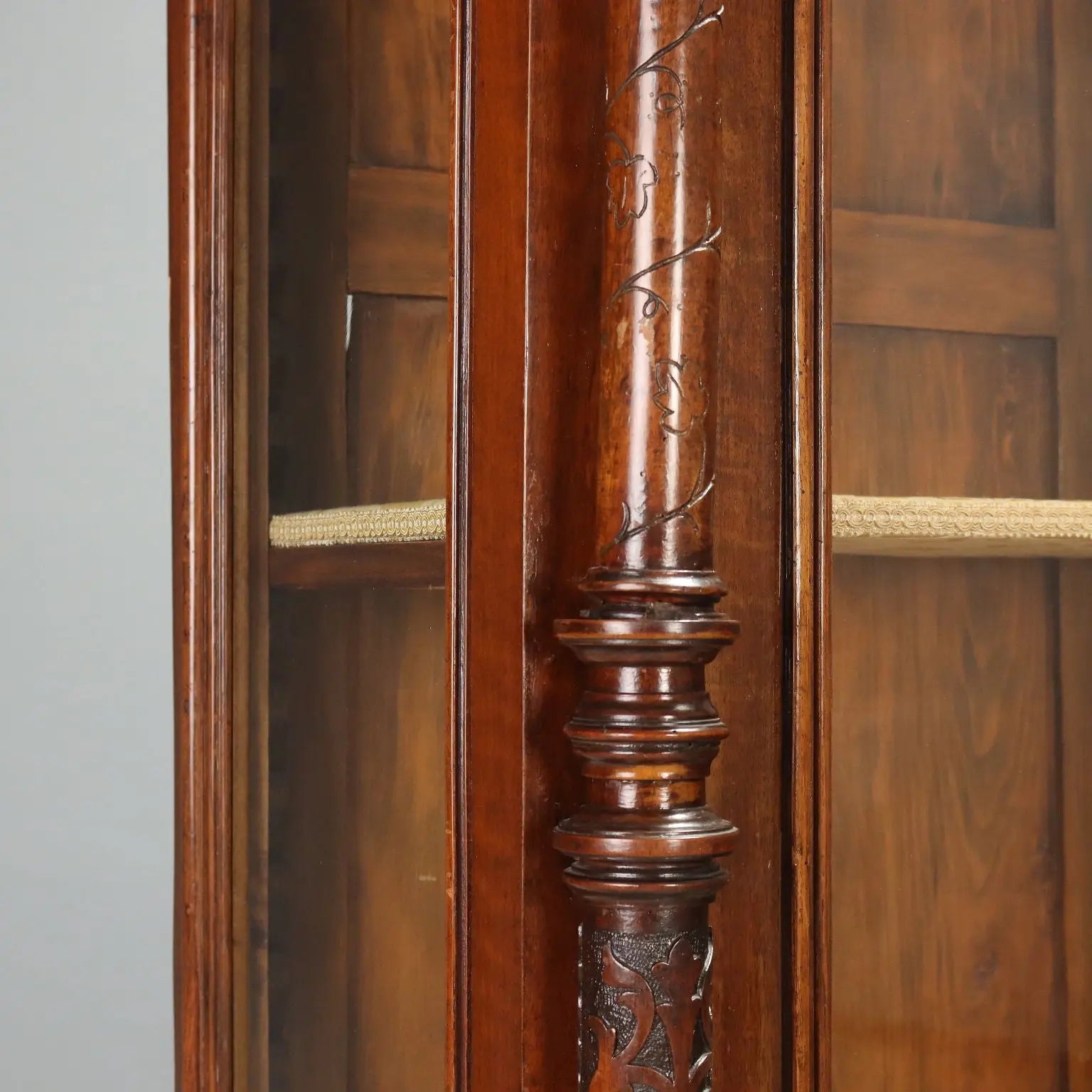 Italian Walnut Display Cabinet Late 19th Century