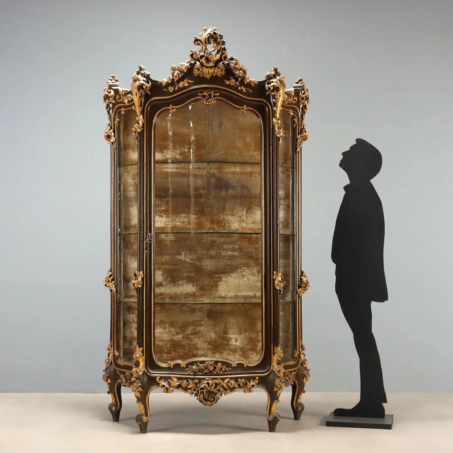 Antique Baroque Showcase Carved Wood Italy XIX Century
