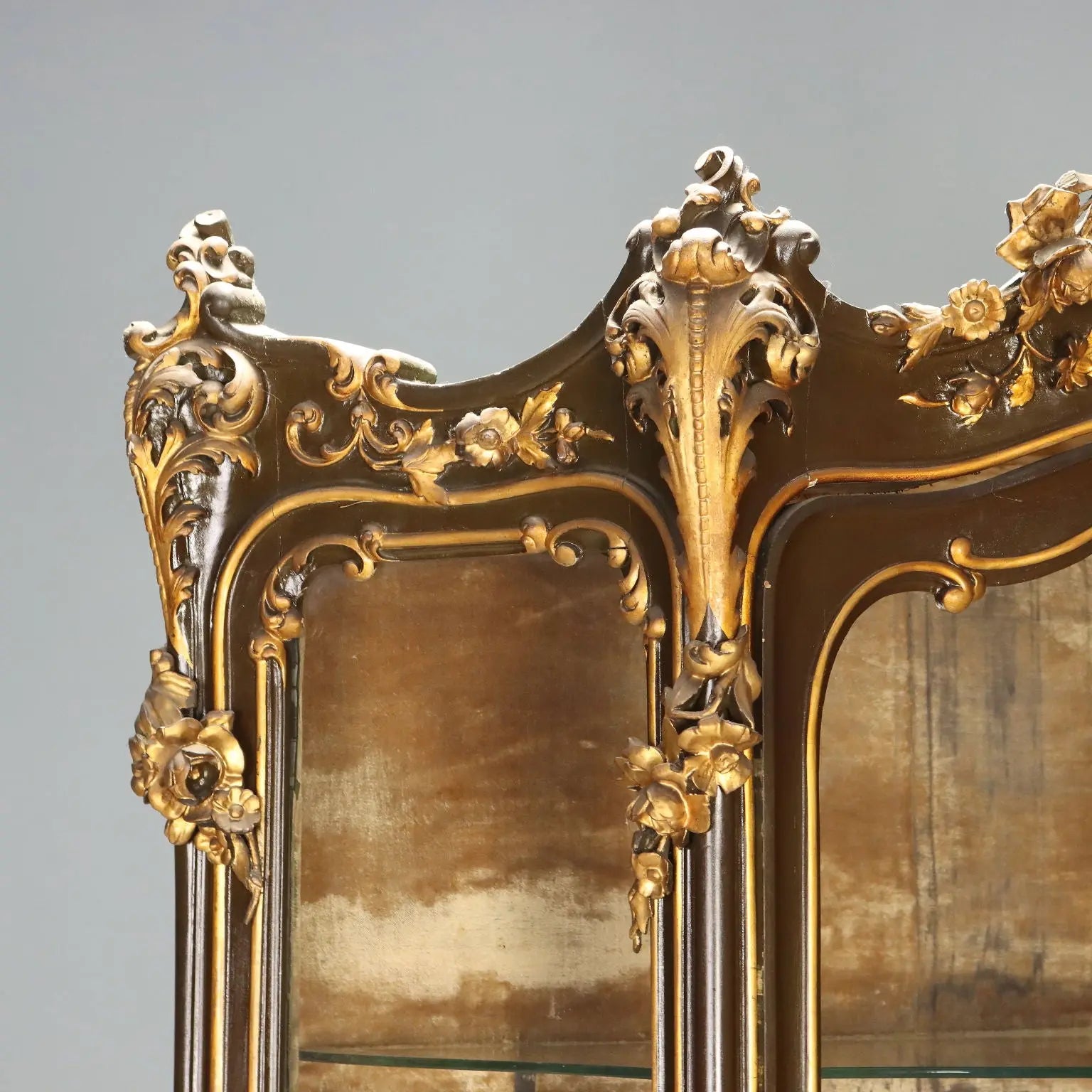 Antique Baroque Showcase Carved Wood Italy XIX Century