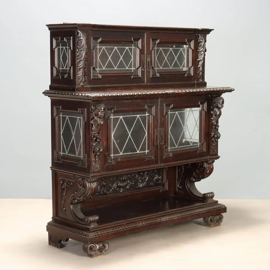 Antique Showcase Neo-Renaissance Style Walnut Late XIX Century